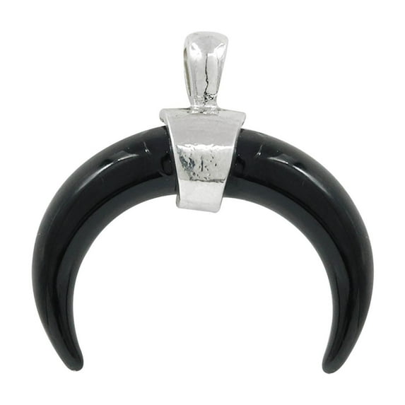 Black Curved Horn Pendant by Bead Landing
