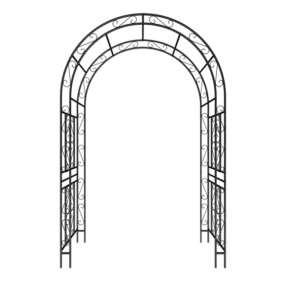 Black Curved Scroll Metal Garden Arch Arbor, 59"17.71"90.55" 0.75" Galvanized Tube Rustproof Climbing Rose Vine Trellis for Outdoor Backyard Walkway
