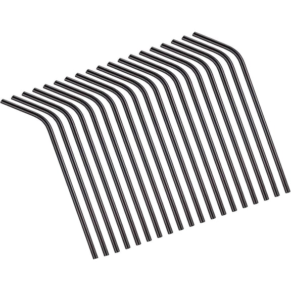 Black Curved Straws 100Pack in Bulk. 10.5" Reusable Metal Straws 18/10 Stainless Steel Curved Bent Metal Straws for 30 oz & 20 oz Tumblers Yeti Water Bottle(Black, 10.5" bent 100pcs)