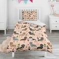 thumbnail image 1 of Black Cute Dachshund Dog and Wine Duvet Cover and Pillowcase Set for Single Bedding, Bedroom Accessories for Kids Teens, 1 of 5