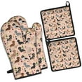 thumbnail image 1 of Black Cute Dachshund Dog and Wine Kitchen Oven Mitt and Pot Holder Sets 2 Pcs for Baking, Cooking and Grilling, Heat Resistant Up To 392 °F, 1 of 7