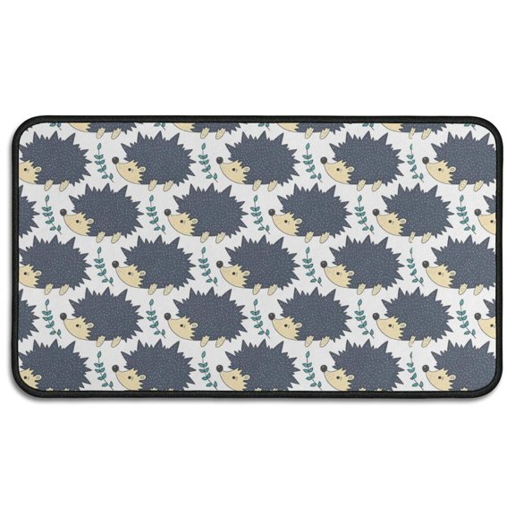 Black Cute Hedgehog Pattern Door Rugs,Washable Non Slip Door Mats Indoor,Decorative Door Mats,Entry Mat Indoor for Entrance,Bedroom,Kitchen,Bathroom,30"x17"