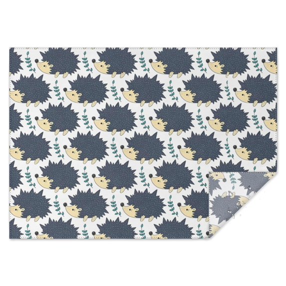 Black Cute Hedgehog Pattern Rectangle Tablecloth 60"x84",Waterproof Polyester Rectangle Table Cloth, Wipeable Spillproof Polyester Tablecloth for Dining, Camping, Indoor and Outdoor