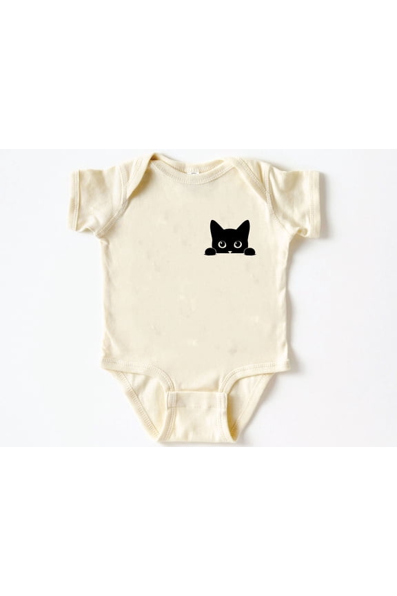 Black Cutie Cat Baby Bodysuit ,Funny New Born New Parent Baby Onesie®, New Mom Gift, Baby Shower Gift , Short Sleeve Tee Bella
