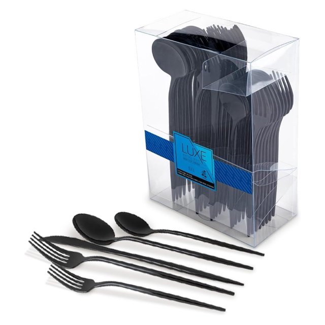 Black Cutlery Set 480 Count Combo Pack of Disposable Soup Spoons