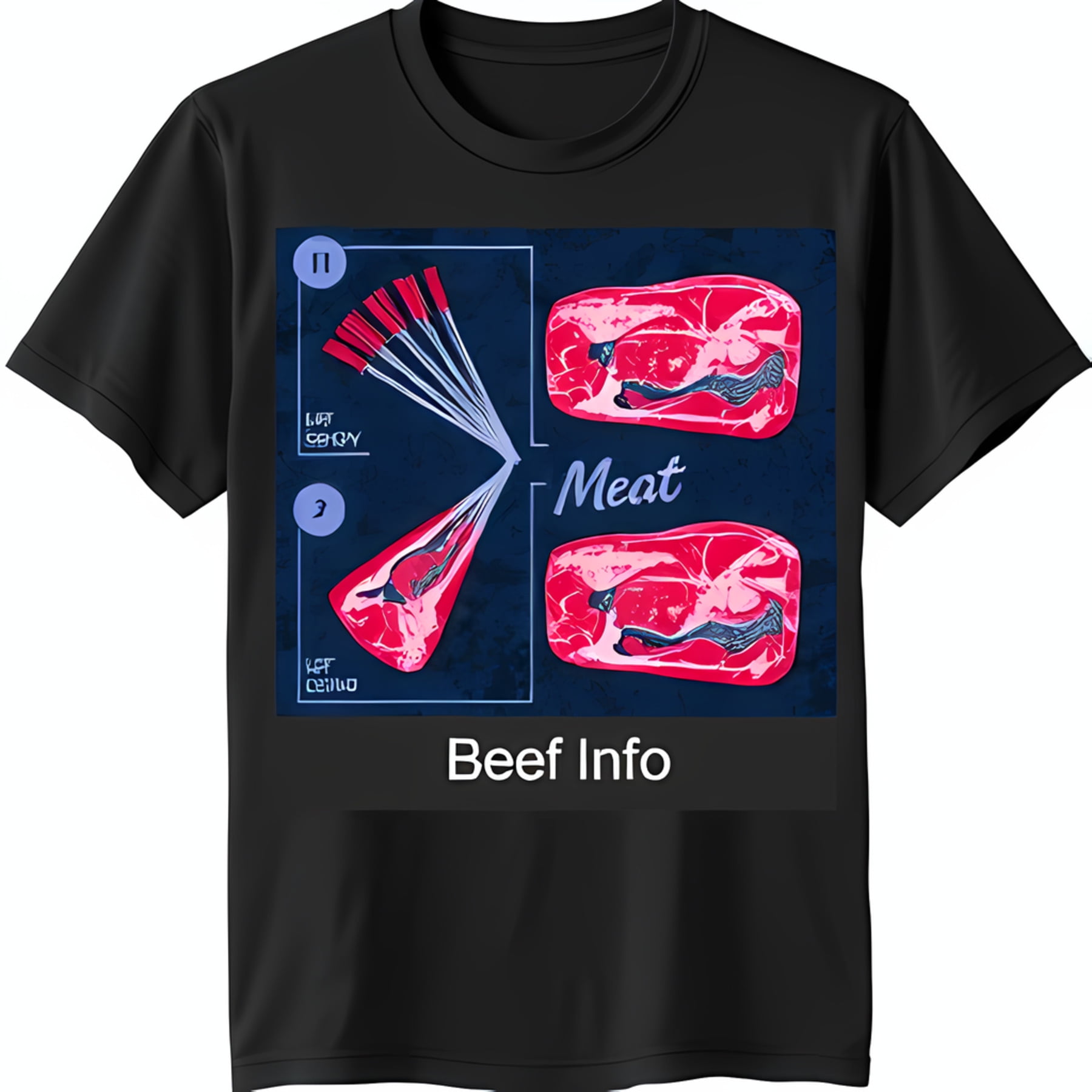 Black Cuts Diagram TShirt Detailed Info Graphic Tee