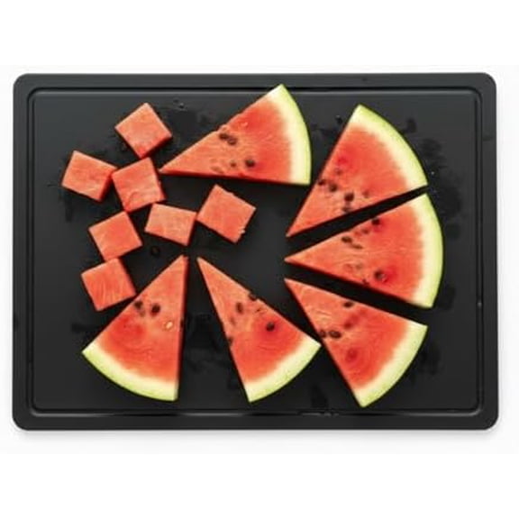 Black Cutting Board with Juice Groove - Large 18 x 12 Inch for Meat, Grilling, BBQ and Carving, Restaurant Grade HDPE 1/2" Thick Plastic