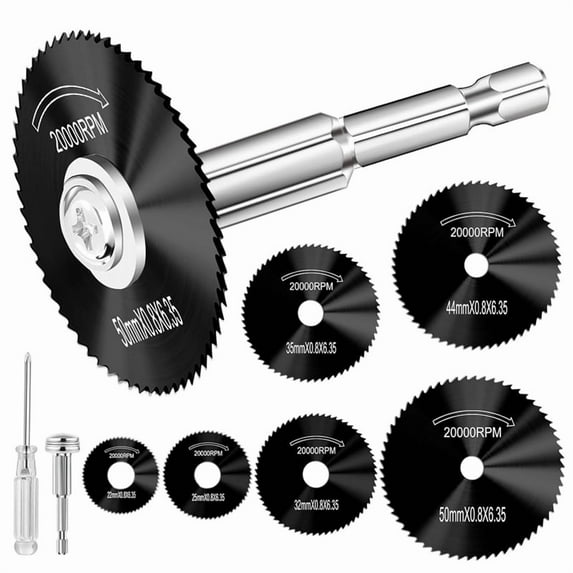 Black Cutting Wheel for Drill 1/4 Inch Hex Shank Rotary Saw, 6Pcs HSS Saw Blades Drills Tools