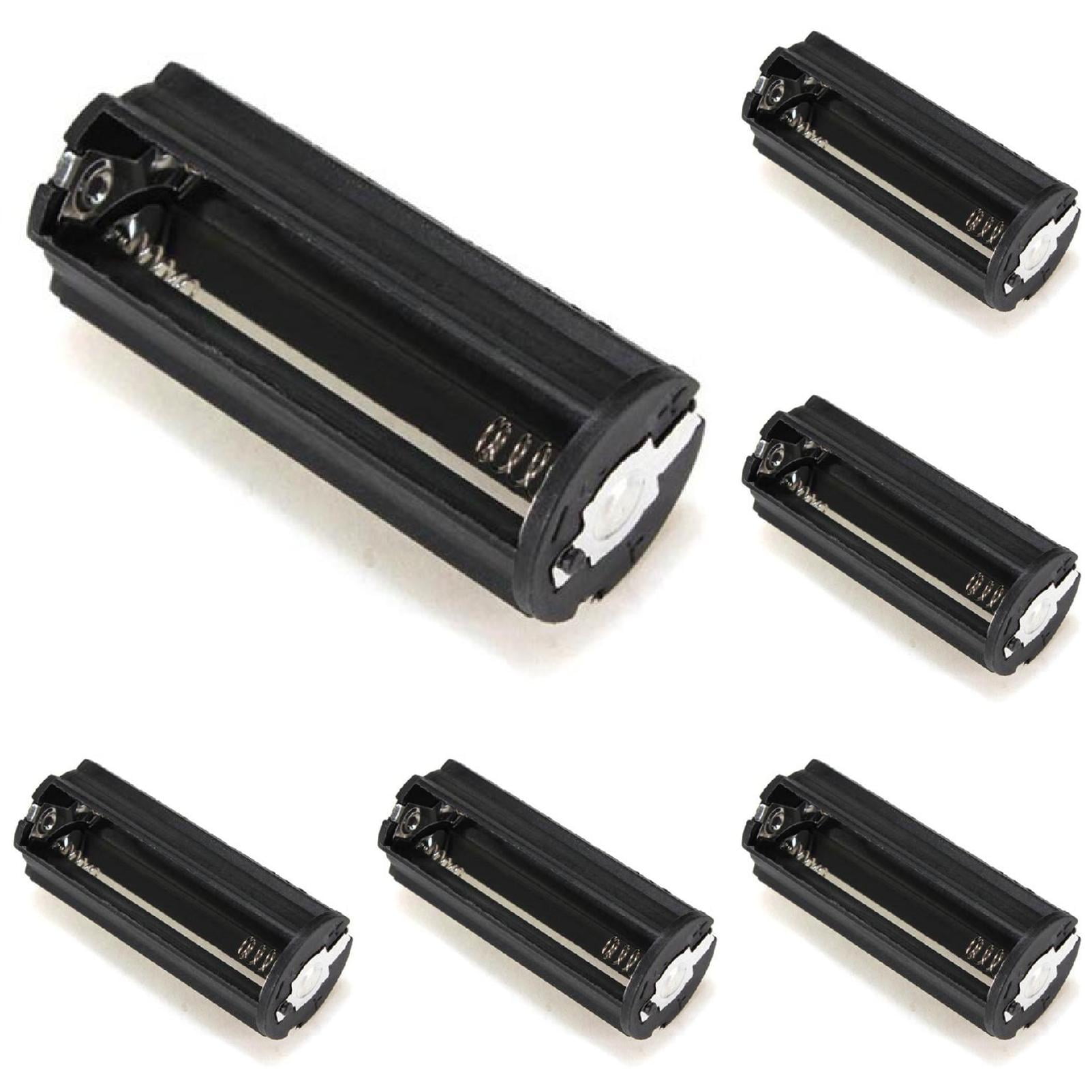 Black Cylindrical 3 AAA Battery Holder Adapter Flashlight Lamp