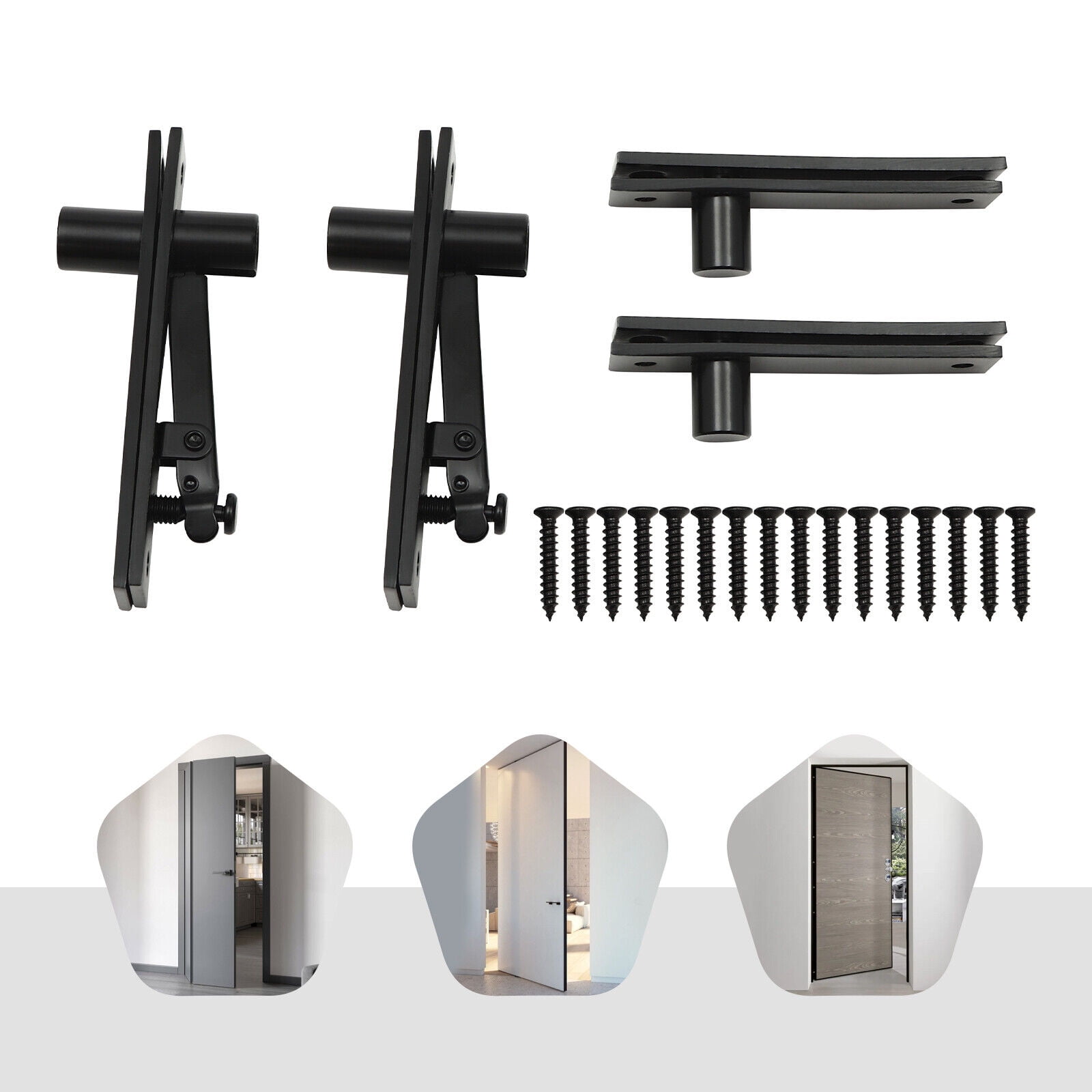Black DIY Pivot Hinge Kit Hidden Door Hinges 360°Degree Rotation
