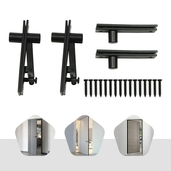 Black DIY Pivot Hinge Kit Hidden Door Hinges 360°Degree Rotation