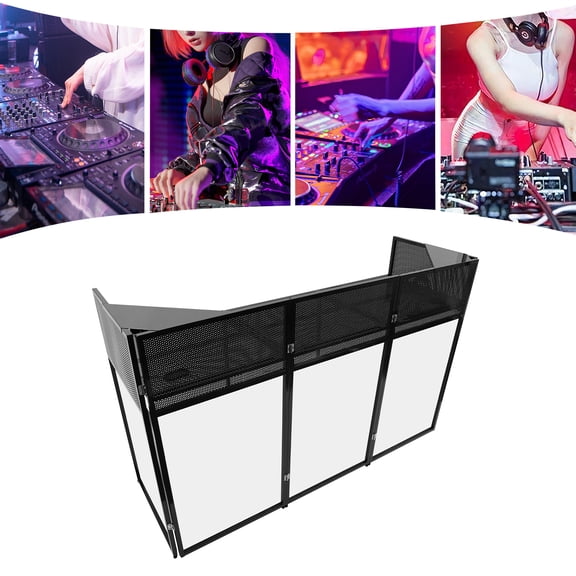 Black DJ Booth Stand With Carrying Bag Modern DJ Booth Table Foldable DJ Stand