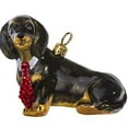thumbnail image 1 of Black Dachshund with Crystal Tie Polish Glass Christmas Tree Ornament Pet Dog, 1 of 3