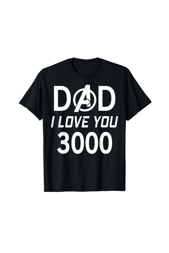 Black Dad I Love You 3000 Superhero Logo T-Shirt for Father's Day Gift