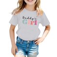 thumbnail image 1 of Black "Daddy's Girl" Multicolored Letter Print T-Shirt for Girls - Casual, Round Neck, Short Sleeve, 1 of 4