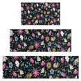 thumbnail image 1 of Black Daisy Flower Colorful Blooms Pattern Kitchen Rugs Sets Of 3,Kitchen Runner Rugs Non Skid Washable,Decorative Kitchen Floor Mats for Kitchen,Sink,Laundry,17"x30"+ 17"x47" + 17"x59", 1 of 6