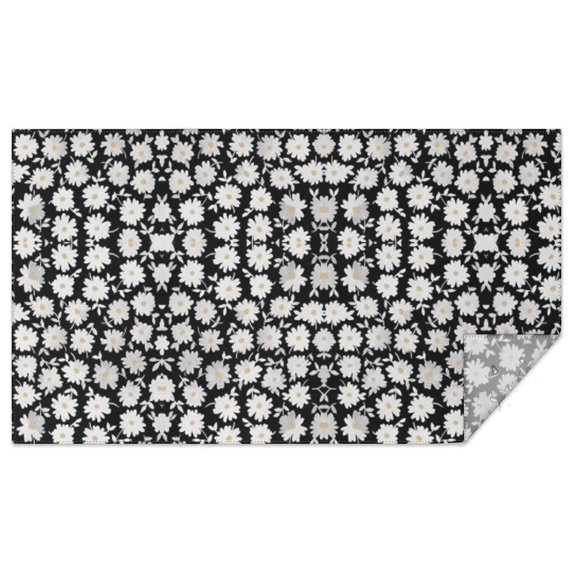 Black Daisy Flower Pattern Rectangle Tablecloth 60"x102",Waterproof Polyester Rectangle Table Cloth, Wipeable Spillproof Polyester Tablecloth for Dining, Camping, Indoor and Outdoor