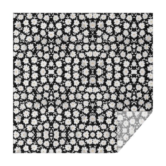Black Daisy Flower Pattern Square Tablecloth,Waterproof Square Table Cover,Wipeable Spillproof Washable Table Cover for Home Kitchen Party Decor 42"X42"(107x107cm)