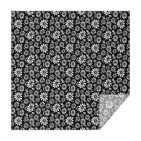 Black Daisy Flower White Blooms Pattern Square Tablecloth,Waterproof Square Table Cover,Wipeable Spillproof Washable Table Cover for Home Kitchen Party Decor 42"X42"(107x107cm)
