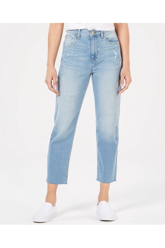 Straight Juniors Bella Cropped Edged Distresses Blue Jeans Triton11/30