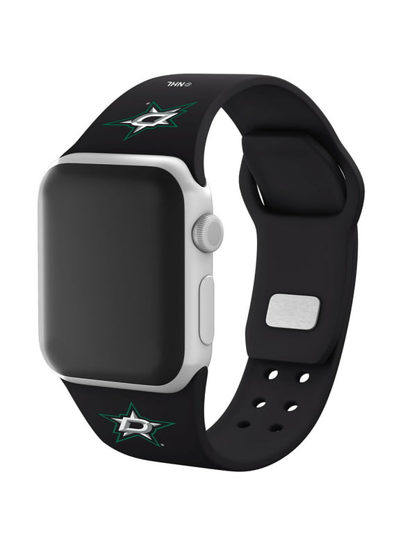 Black Dallas Stars Silicone Apple Watch Band