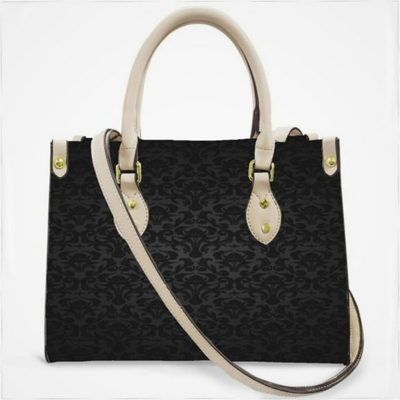 Black Damask Background Cross Body Bags For Women Small Leather Female Handbags Fashion Top-Handle Totes