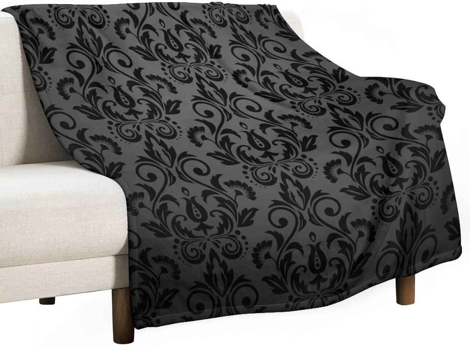 Dakota Damask Black Hooded Blanket
