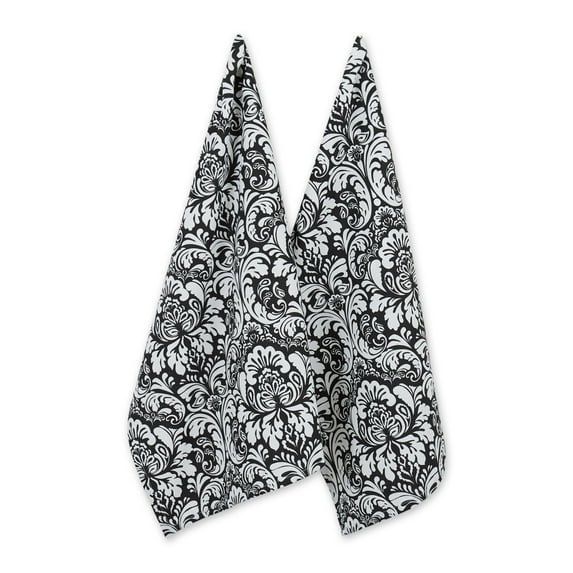 Black Damask Dishtowel (Set of 2)