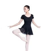 Daydance Black Stretchable Breathable Ballet Leotard with Chiffon Skirt Women Dance Recital