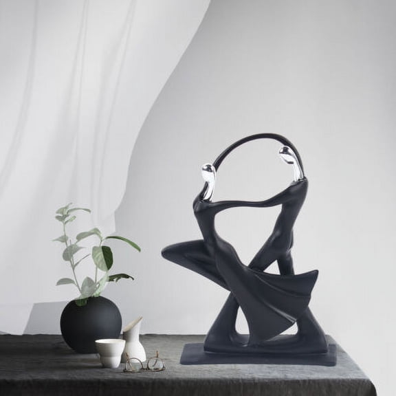 Black Dancing Couple Resin Figurine Abstract Sculpture Home Art Decor Statue