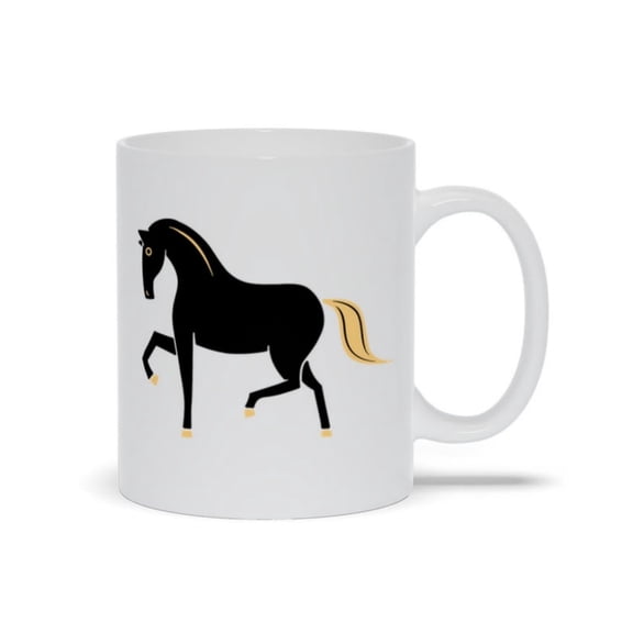 Black Dancing Horse Coffee Mug Equestrian Gift.