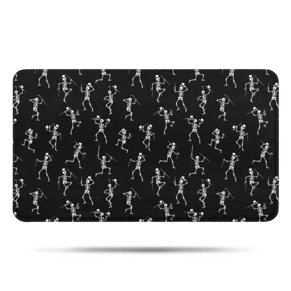 Black Dancing Skeleton Pattern Bathroom Rugs Mat,Non Slip Microfiber Bathroom Rug,Rubber Backing,Soft Bathroom Mats for Bathroom Floor,Tub and Shower,17x30in(43x75cm)