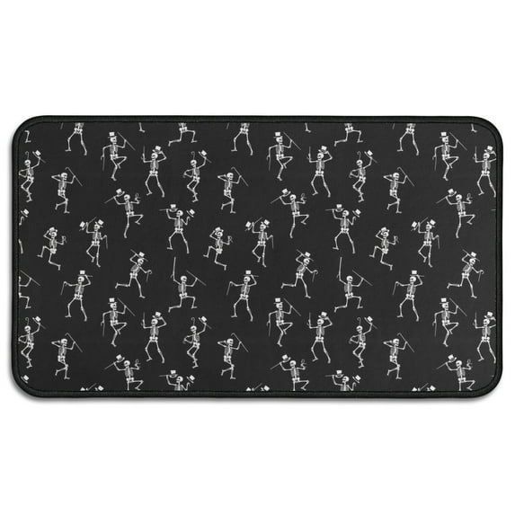 Black Dancing Skeleton Pattern Door Rugs,Washable Non Slip Door Mats Indoor,Decorative Door Mats,Entry Mat Indoor for Entrance,Bedroom,Kitchen,Bathroom,30"x17"