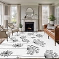 thumbnail image 1 of Black Dandelion Area Rugs 5'x7', Washable Small Throw Rugs for Laundry Room Playroom, Spring Country Modern Minimalist Flower Indoor Outdoor Rug Non-Slip Low Pile Carpet Runner Reversible Floor Mats, 1 of 8