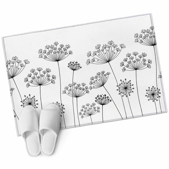 Black Dandelion Area Rugs Collection 2'x3', Spring Country Modern Minimalist Flower Non Slip Indoor Rectangle Throw Runner Rug Floor Mat Carpet for Living Room Dining Table Bedroom Nursery