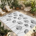 thumbnail image 1 of Black Dandelion Outdoor Rug for Patio/Deck/Porch, Non-Slip Large Area Rug 6 x 9 Ft, Country Modern Minimalist Flower Indoor Outdoor Rugs Washable Area Rugs, Reversible Camping Rug Carpet Runner, 1 of 8