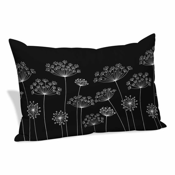 Black Dandelion Pillow Covers 12"x20", Spring Modern Minimalist Country Flower Soft Brushed Microfiber Breathable Throw Pillow Covers, Decorative Pillowcase with Zipper for Couch Sofa Bedroom