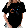 thumbnail image 1 of Black Dandelion Rainbow Paw Print Print Tshirt Graphic Tees Shirts S-5XL Dog Cat Lover Tops, 1 of 5