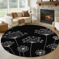 thumbnail image 1 of Black Dandelion Round Rug 5ft Washable Circle Kitchen Rugs Non Slip Spring Modern Minimalist Country Flower Large Area Rug Indoor Floor Carpet for Bedroom Living Room Home Office Dining Room Nursery, 1 of 8