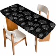 thumbnail image 1 of Black Dandelion Table Cloths for 8 Foot Rectangle Tables, Spring Modern Minimalist Country Flower Patio Waterproof Elastic Fitted Tablecloths, Washable Rectangular Table Cover for Camping, 1 of 8