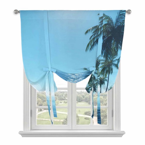 Black Dandelion Tie Up Curtain for Window, Farm Flowers Plant White Theme Adjustable Tie Up Balloon Curtain Valances Rod Pocket Window Treatment for Kitchen Bathroom Bedroom 52"x63"