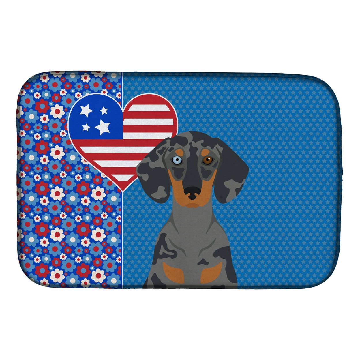 Black Dapple Dachshund USA American Dish Drying Mat