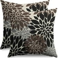 thumbnail image 1 of Black Dark Brown Pillow Covers 20X20 Inch Set of 2, Spring Summer Floral Dahlia Flower Cream Decorative Throw Pillow Covers Outdoor Modern Farmhouse Cushion Case for Home Couch Sofa Bed Decor, 1 of 5