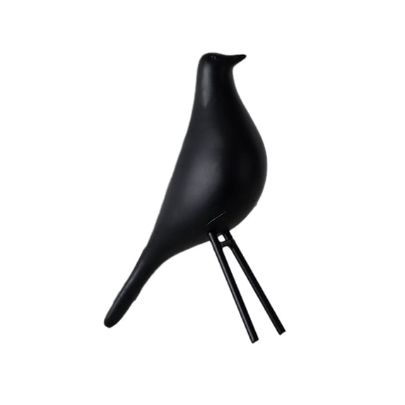 Black Dark-Colored Compact Bird Figurine Constructed From Synthetic Resin Suitable For Shelf Or Desk Adornment With Measurements Of 6.5X3.35X3.35 Inches