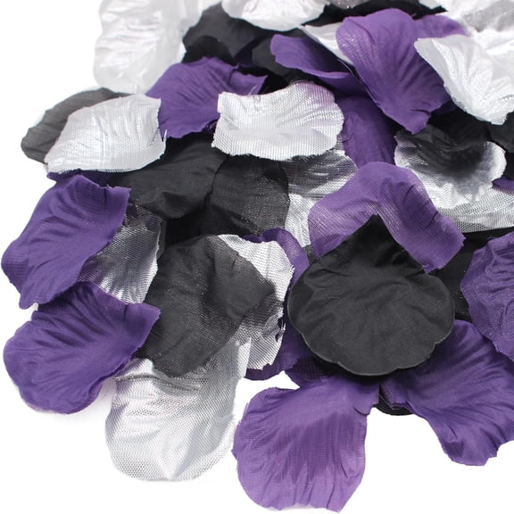 Black Dark Purple Silver Silk Rose Petals, Artificial Flowers for Wedding Aisle Decor, Table Scatter Centerpieces, Party
