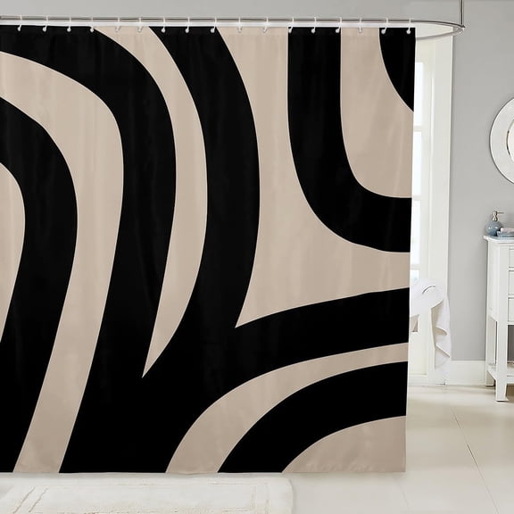 Black Dark Tan Shower Curtain for Bathroom Decor Modern Polyester Art Abstract Bath Curtain Minimalist Bathroom Accessories with Hooks, Polyester 36"W x 72"L (Pack of 1)