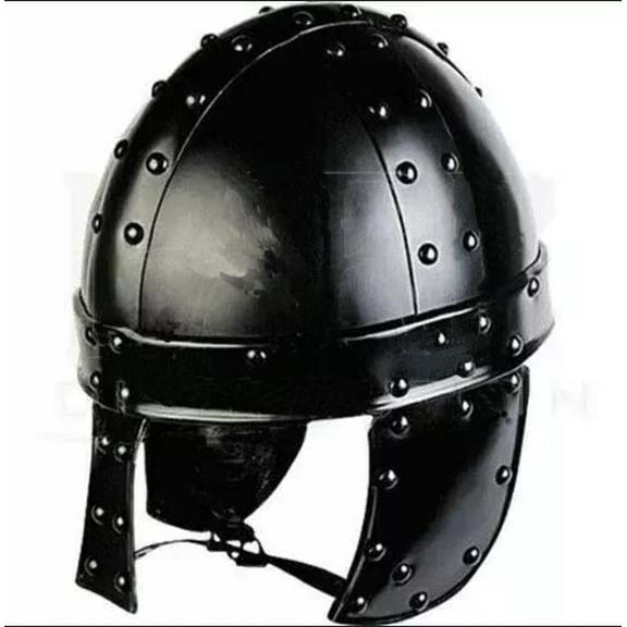 Black Darkened Norman Helmet 18GA Steel Medieval W/Leather Liner Halloween Gift