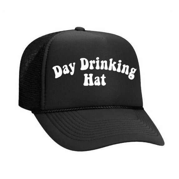 Black Day Drinking hat Trucker hat Varsity font bride bridesmaid party crew preppy prep