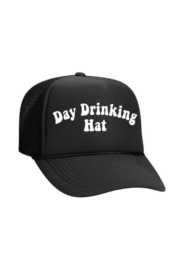 Black Day Drinking hat Trucker hat Varsity font bride bridesmaid party crew preppy prep