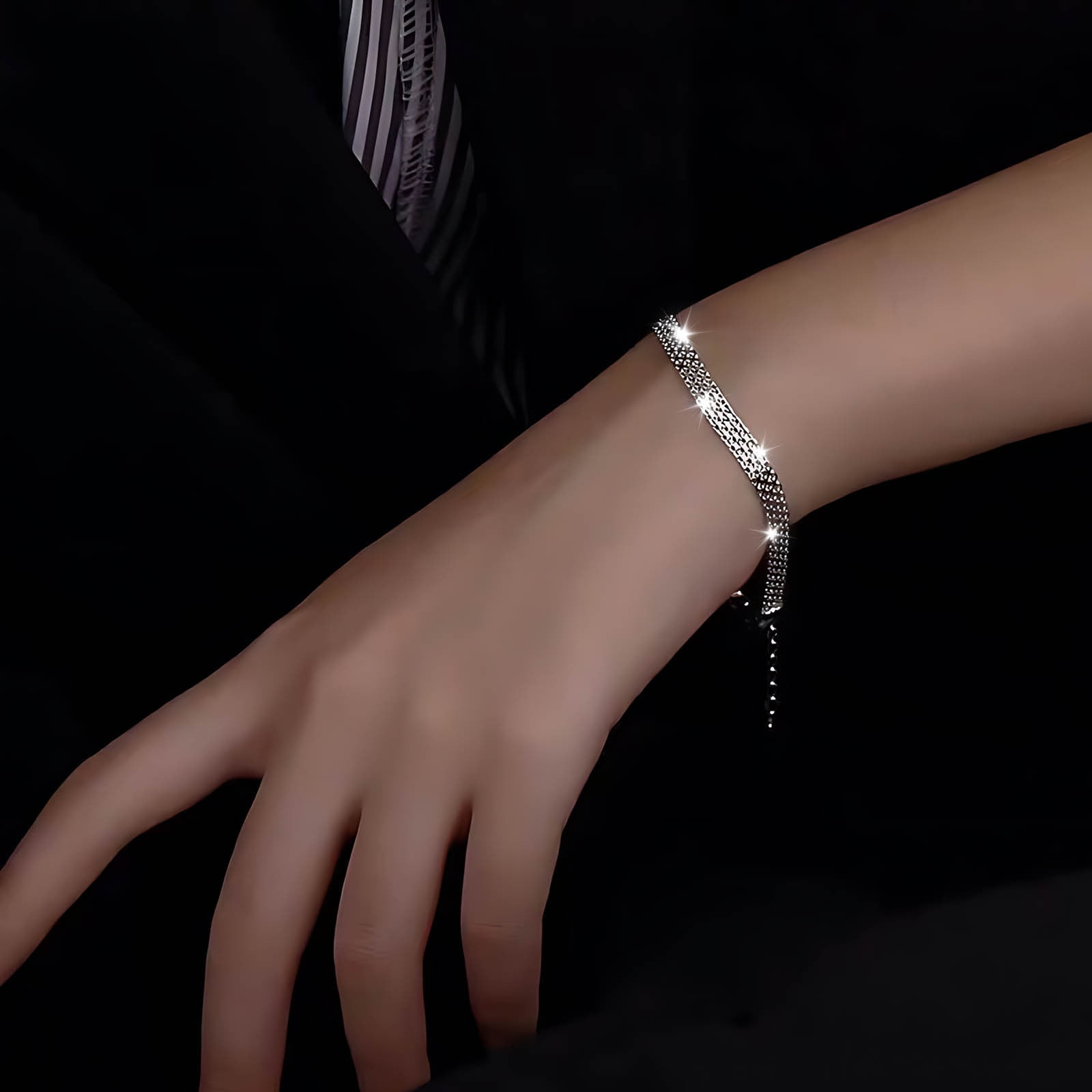 BZDZMQM Deals of the Week 925 Sterling Silver Mesh Hand Chain Jewelry - Comfortable Elegant Fashion Ladies' Chain Bracelet For Daily Wear - Perfect Decoration For Any Occasion Christmas